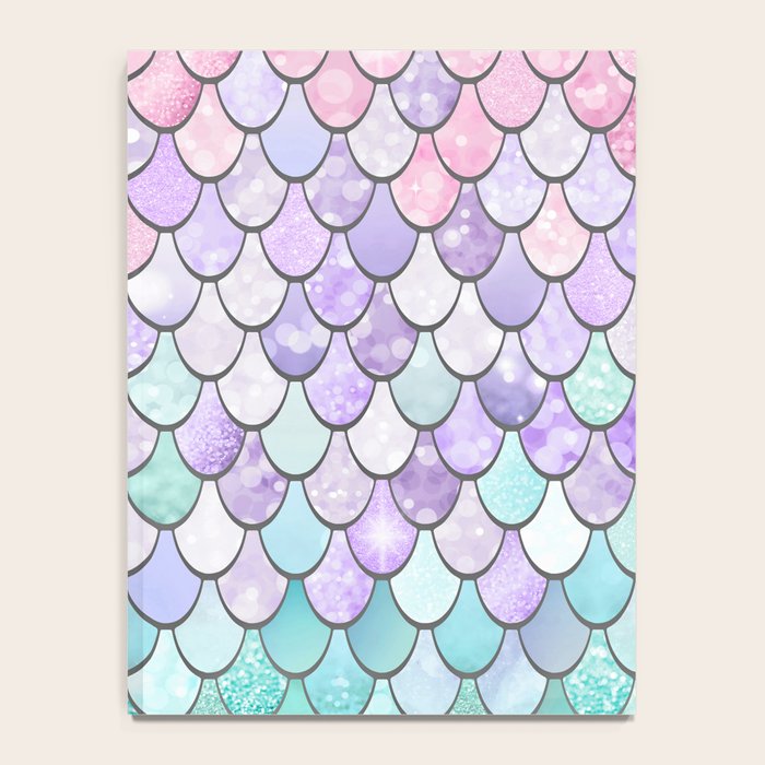 Cute Mermaid Pattern, Pink, Purple, Teal, Pastel Aesthetics Notebook Gallery Image 4