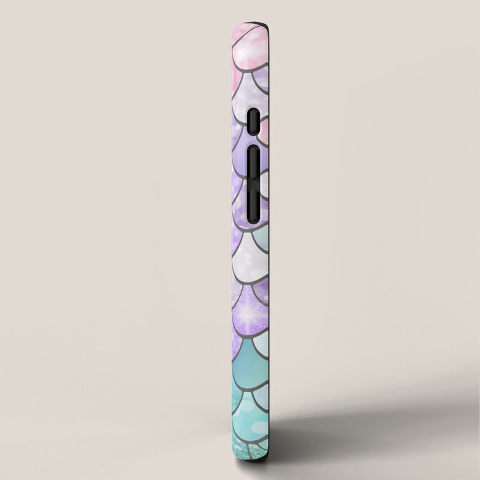Cute Mermaid Pattern, Pink, Purple, Teal, Pastel Aesthetics iPhone Case Gallery Image 2