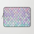 Cute Mermaid Pattern, Pink, Purple, Teal, Pastel Aesthetics Laptop Sleeve Gallery Image 1