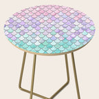 Cute Mermaid Pattern, Pink, Purple, Teal, Pastel Aesthetics Side Table Gallery Image 2