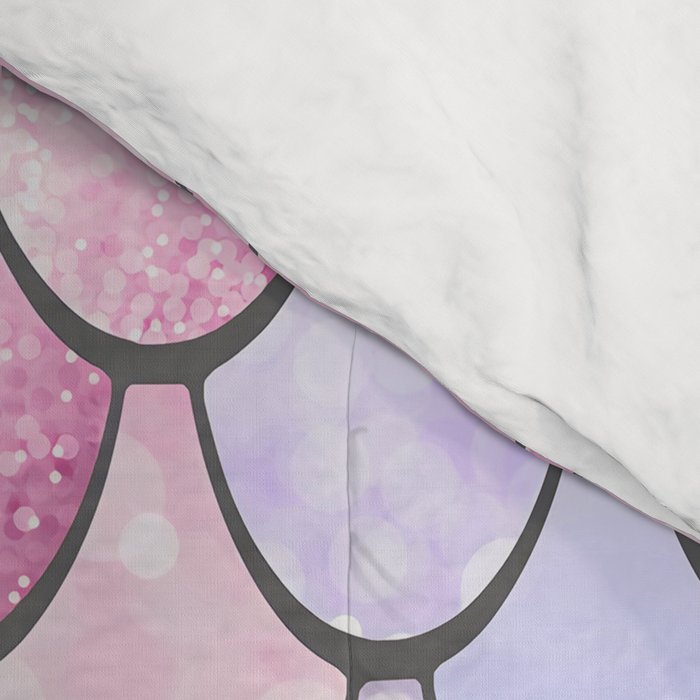 Cute Mermaid Pattern, Pink, Purple, Teal, Pastel Aesthetics Comforter Gallery Image 4