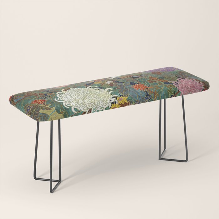 Vivid Type Flower Japanese Painting Bench