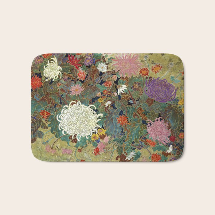 Vivid type flower Japanese painting Bath Mat Gallery Image 1