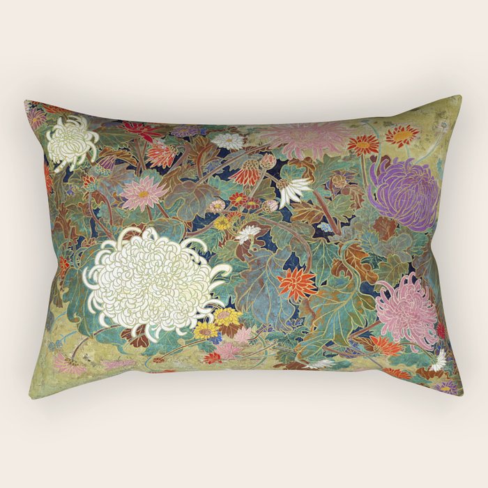 Vivid type flower Japanese painting Rectangular Pillow Gallery Image 2