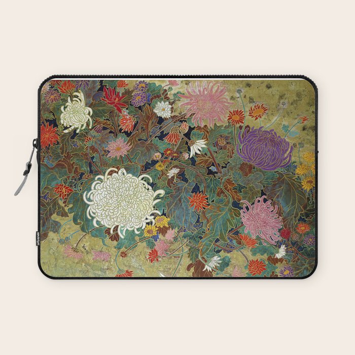 Vivid type flower Japanese painting Laptop Sleeve Gallery Image 1