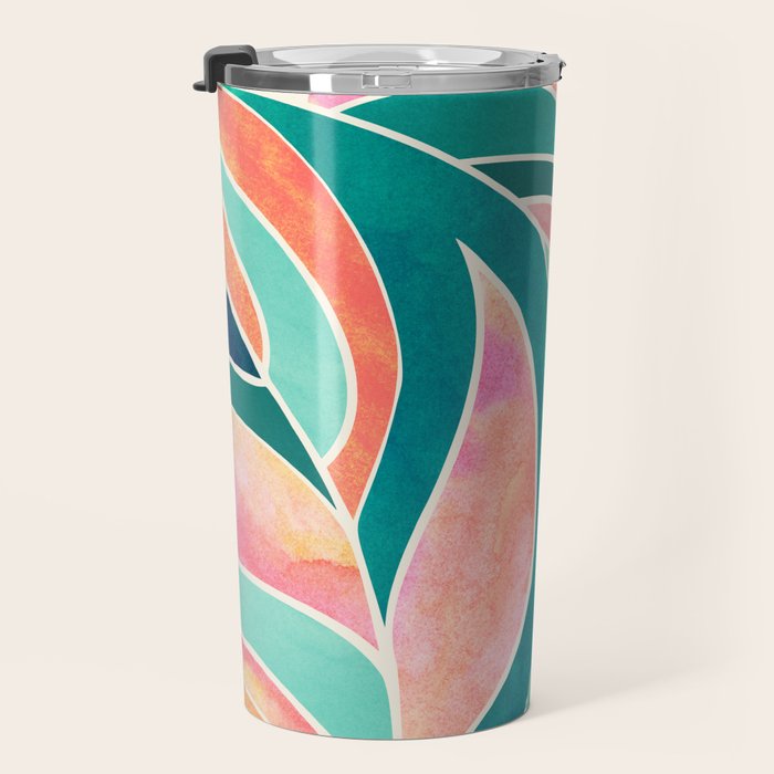 Rise Up Tropical Leaf Illustration Travel Mug Gallery Image 3