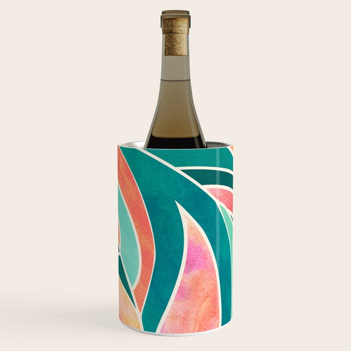Rise Up Tropical Leaf Illustration Wine Chiller Gallery Image 1