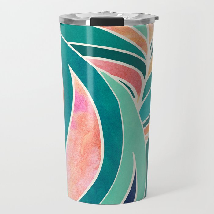 Rise Up Tropical Leaf Illustration Travel Mug Gallery Image 1