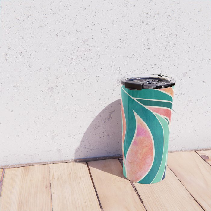 Rise Up Tropical Leaf Illustration Travel Mug Gallery Image 4