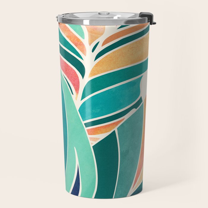 Rise Up Tropical Leaf Illustration Travel Mug Gallery Image 2