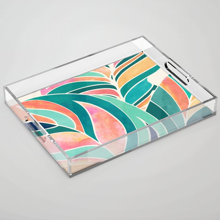 Rise Up Tropical Leaf Illustration Acrylic Tray Gallery Image 1