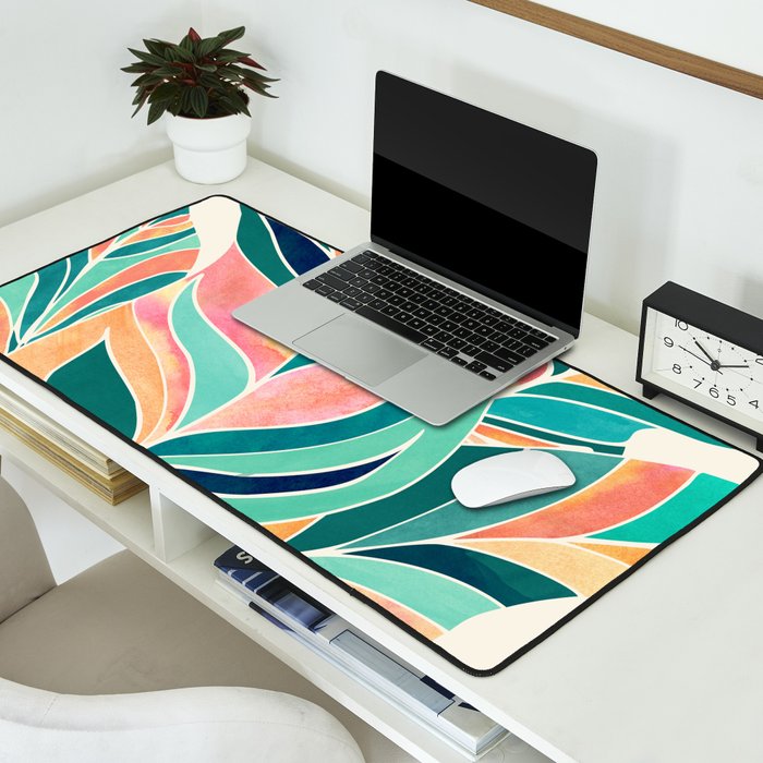 Rise Up Tropical Leaf Illustration Desk Mat Gallery Image 2