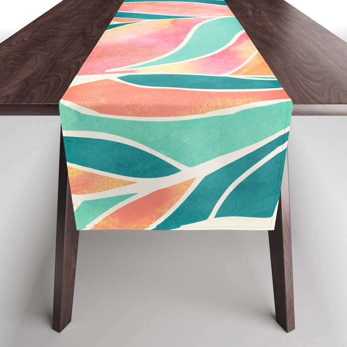 Rise Up Tropical Leaf Illustration Table Runner Gallery Image 1