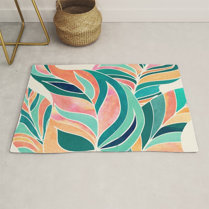 Rise Up Tropical Leaf Illustration Rug Gallery Image 1