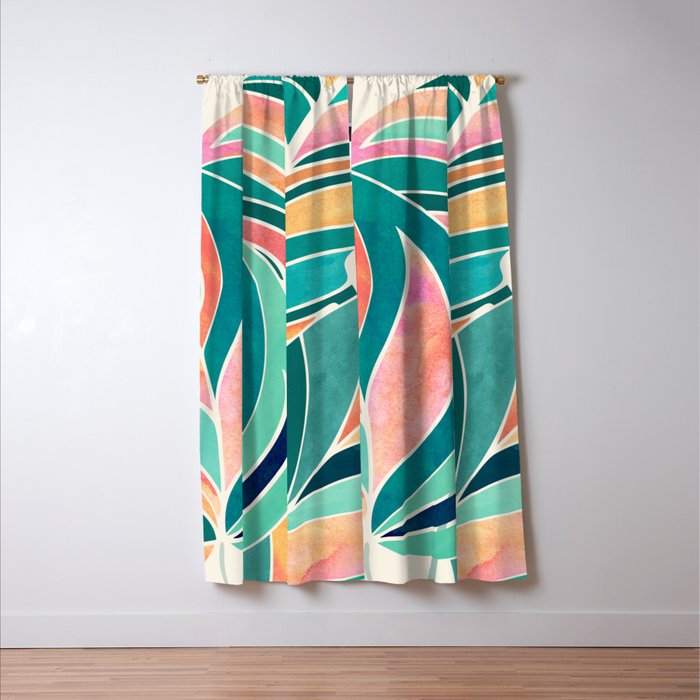 Rise Up Tropical Leaf Illustration Window Curtain Gallery Image 3