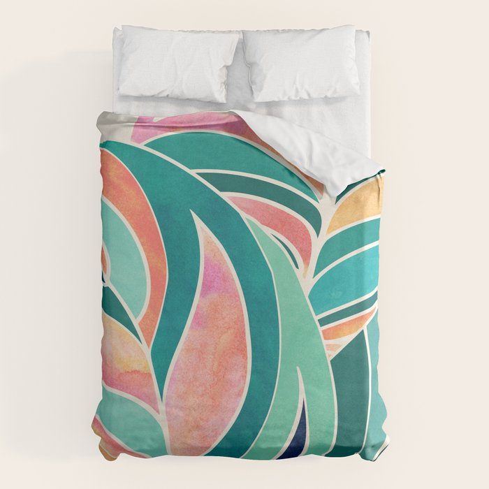 Rise Up Tropical Leaf Illustration Duvet Cover Gallery Image 1