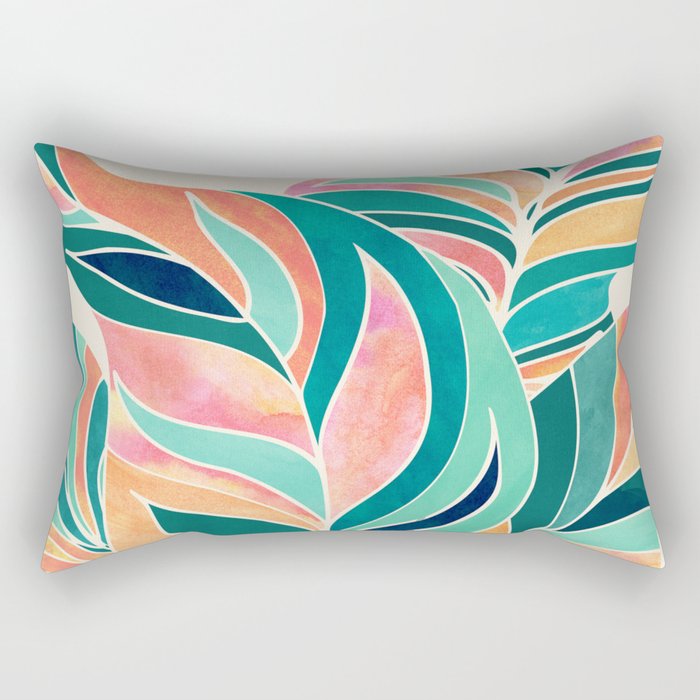 Rise Up Tropical Leaf Illustration Rectangular Pillow Gallery Image 1