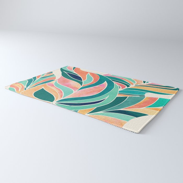 Rise Up Tropical Leaf Illustration Rug Gallery Image 3