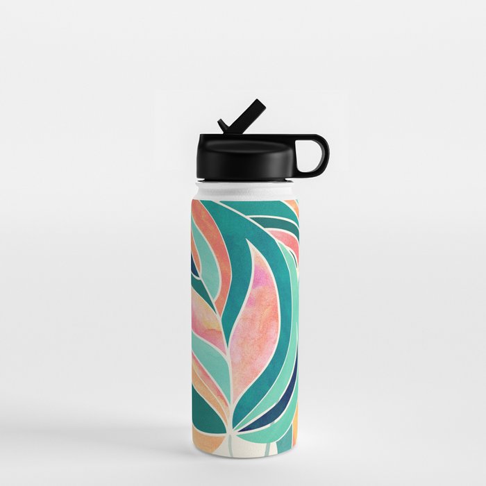 Rise Up Tropical Leaf Illustration Water Bottle Gallery Image 1