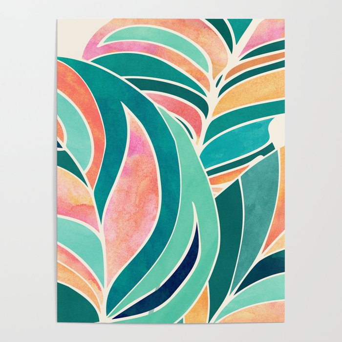 Rise Up Tropical Leaf Illustration Poster Gallery Image 4