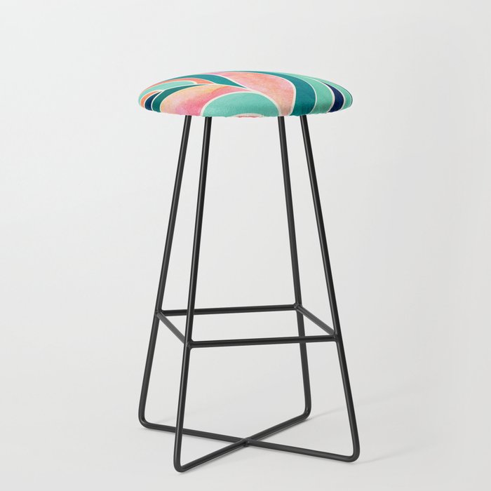 Rise Up Tropical Leaf Illustration Stool Gallery Image 1