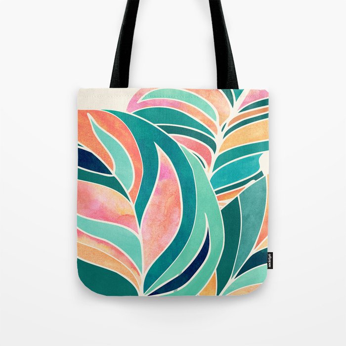 Rise Up Tropical Leaf Illustration Tote Bag Gallery Image 1