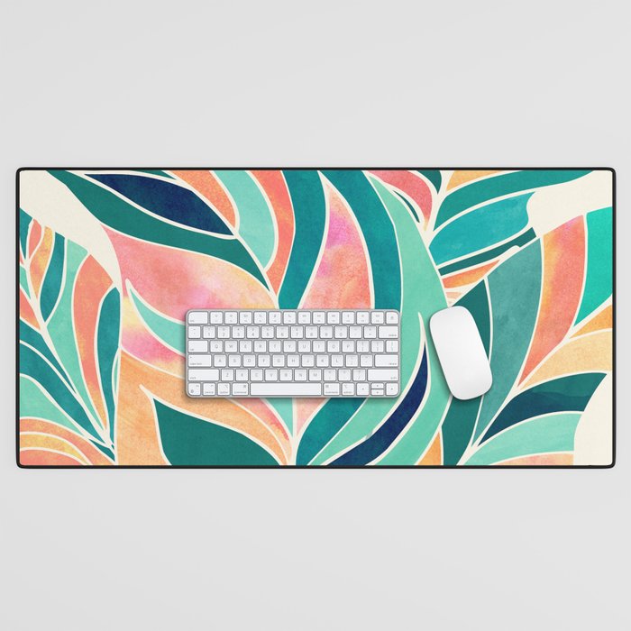 Rise Up Tropical Leaf Illustration Desk Mat Gallery Image 1