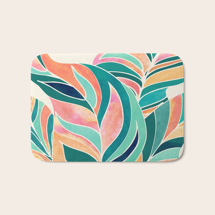 Rise Up Tropical Leaf Illustration Bath Mat Gallery Image 1