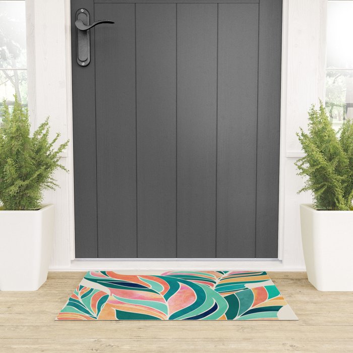 Rise Up Tropical Leaf Illustration Welcome Mat Gallery Image 3