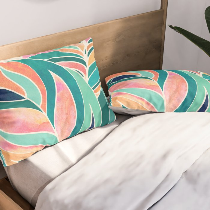 Rise Up Tropical Leaf Illustration Pillow Sham Gallery Image 2