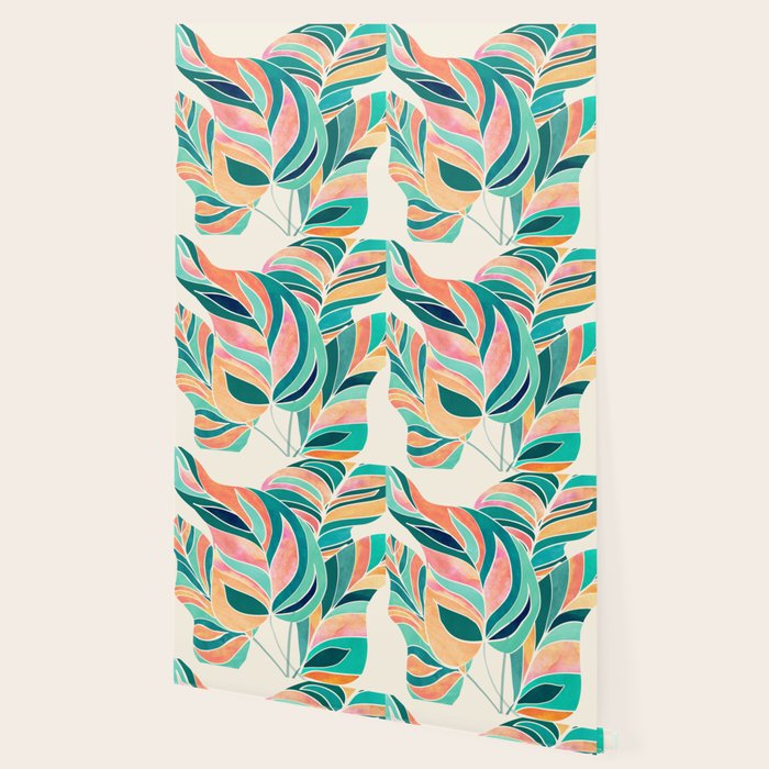 Rise Up Tropical Leaf Illustration Wallpaper Gallery Image 2