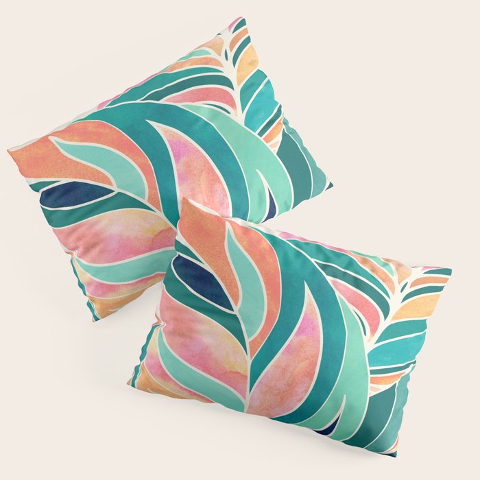 Rise Up Tropical Leaf Illustration Pillow Sham Gallery Image 3