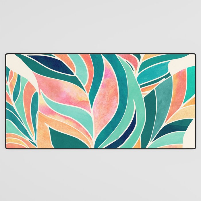 Rise Up Tropical Leaf Illustration Desk Mat Gallery Image 3