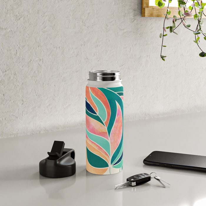 Rise Up Tropical Leaf Illustration Water Bottle Gallery Image 4