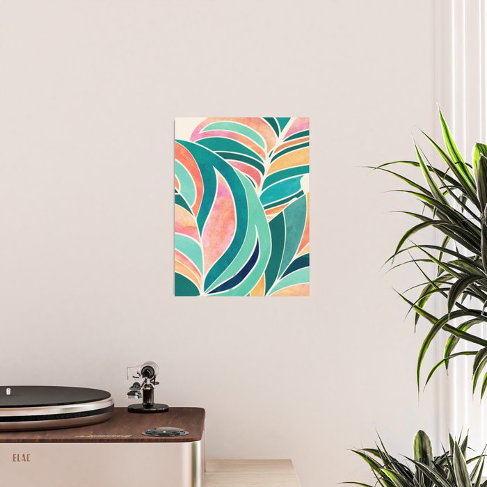 Rise Up Tropical Leaf Illustration Poster Gallery Image 2