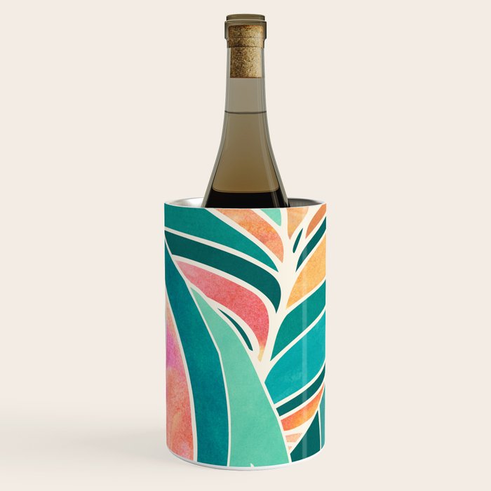 Rise Up Tropical Leaf Illustration Wine Chiller Gallery Image 3