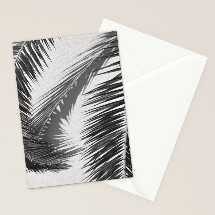 Tropical Palms Shadow Black And White Photography - Summer Photo Art Print -  Film Nature Holiday Paradise Photograph - Photographs Stationery Card Gallery Image 2