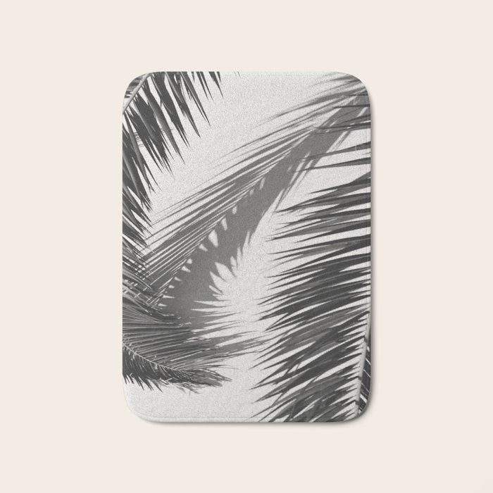 Tropical Palms Shadow Black And White Photography - Summer Photo Art Print -  Film Nature Holiday Paradise Photograph - Photographs Bath Mat Gallery Image 1
