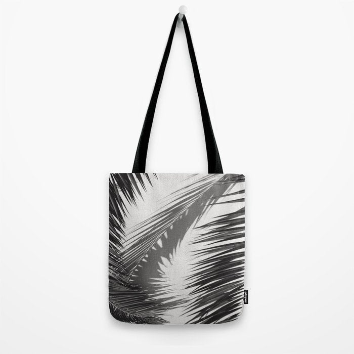 Tropical Palms Shadow Black And White Photography - Summer Photo Art Print -  Film Nature Holiday Paradise Photograph - Photographs Tote Bag Gallery Image 2