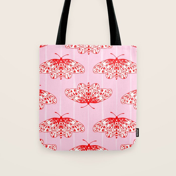 Butterfly Pink Red Tote Bag Gallery Image 1