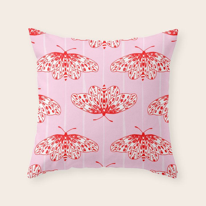 Butterfly Pink Red Throw Pillow Gallery Image 6