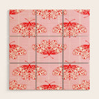 Butterfly Pink Red Wood Wall Art Gallery Image 1