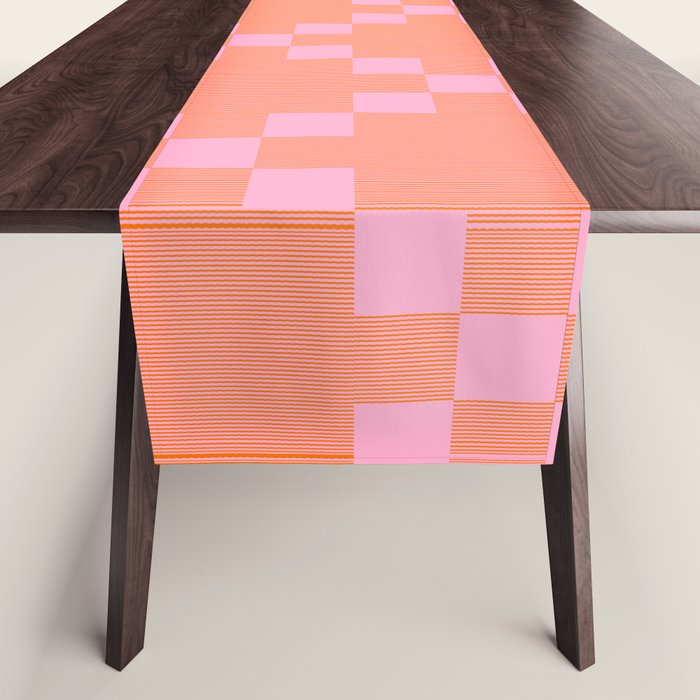 Diamond Quilted Plaid pattern red and pink Table Runner Gallery Image 1