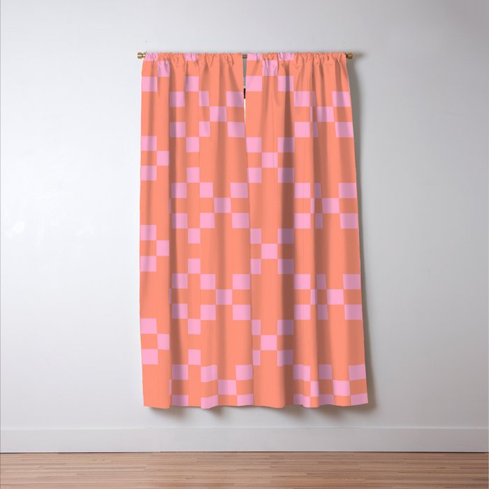 Diamond Quilted Plaid pattern red and pink Window Curtain Gallery Image 3