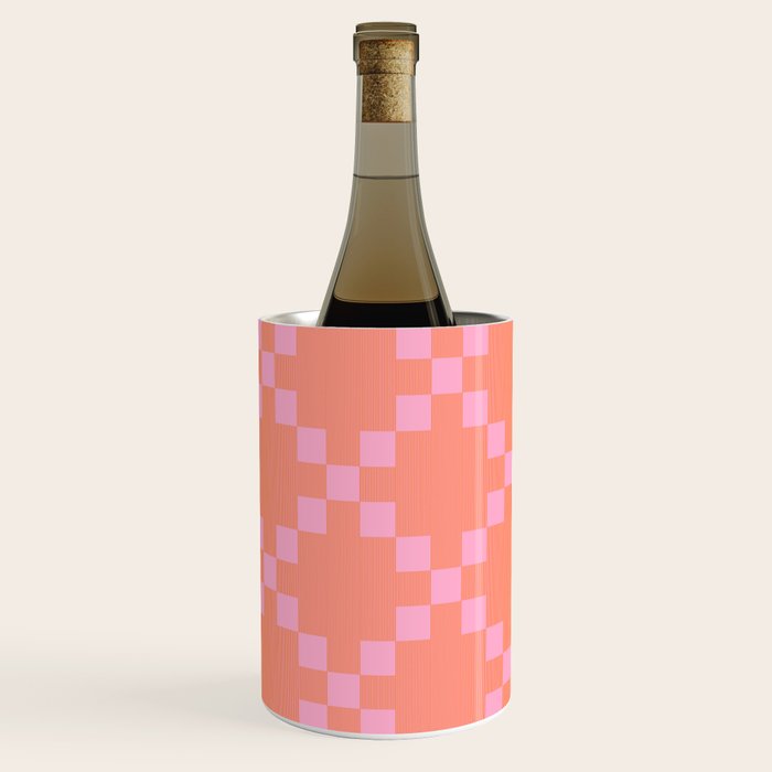 Diamond Quilted Plaid pattern red and pink Wine Chiller Gallery Image 2