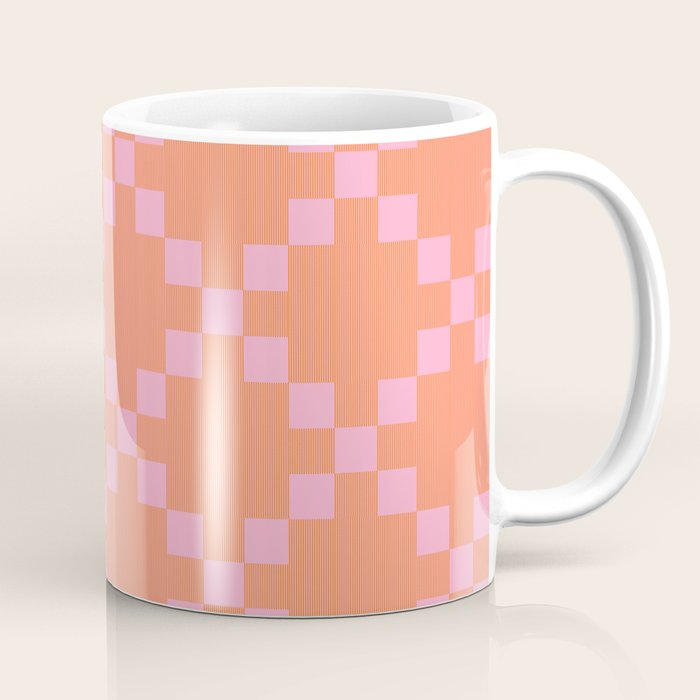 Diamond Quilted Plaid pattern red and pink Coffee Mug Gallery Image 1