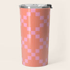 Diamond Quilted Plaid pattern red and pink Travel Mug Gallery Image 2