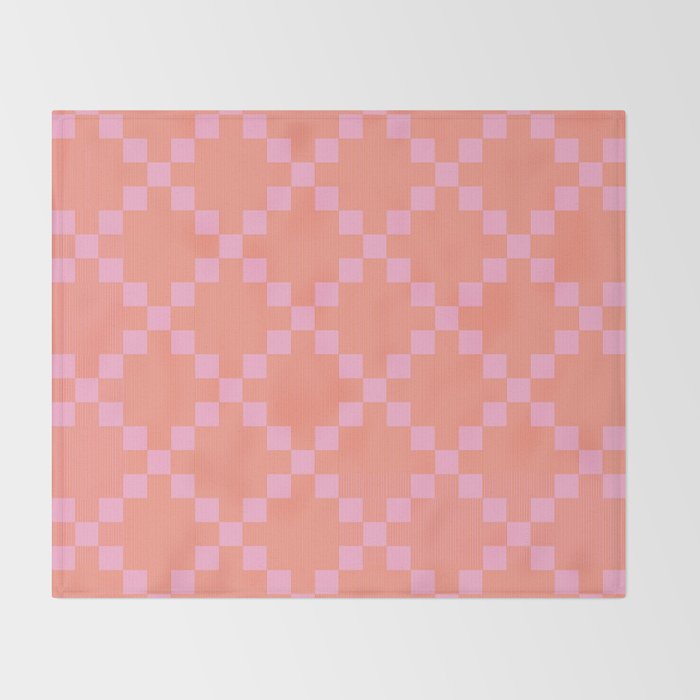 Diamond Quilted Plaid pattern red and pink Throw Blanket Gallery Image 2
