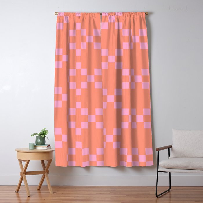Diamond Quilted Plaid pattern red and pink Window Curtain Gallery Image 5