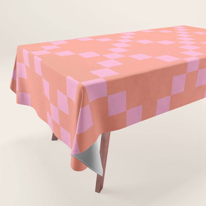 Diamond Quilted Plaid pattern red and pink Tablecloth Gallery Image 1